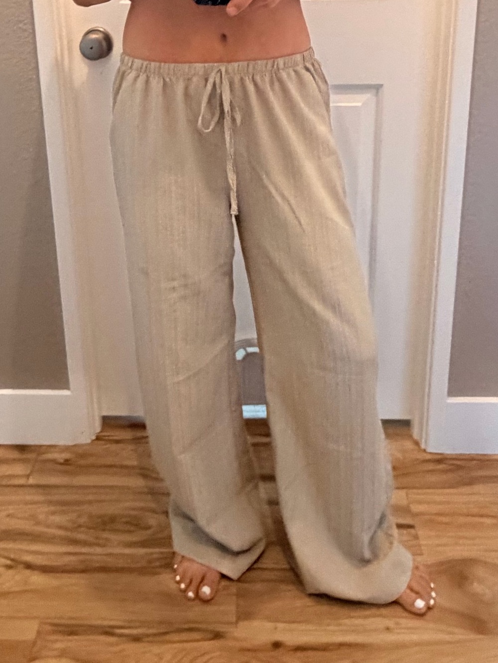 SHEIN Neutral Beige Wide Leg Lounge Pants